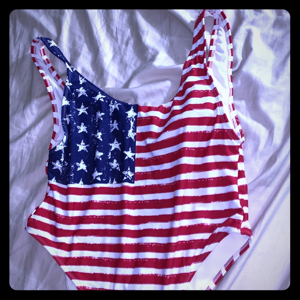 American flag swimsuit one piece.